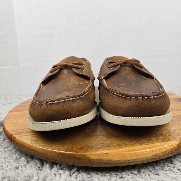 Sperry Top Sider Mens 11M Authentic Original 2-Eye Brown Leather Daily Boat Shoe - Picture 4 of 12